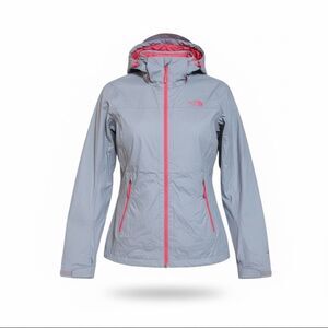 The North Face Resolve Plus Hooded Full Zip Rain Jacket Gray Pink Size Medium